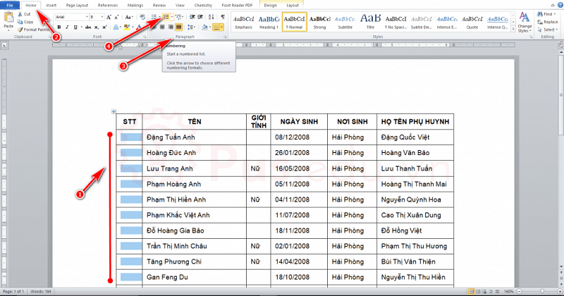 Hướng dẫn cách đánh số thứ tự trong Word 1 cach danh so thu tu trong word 1