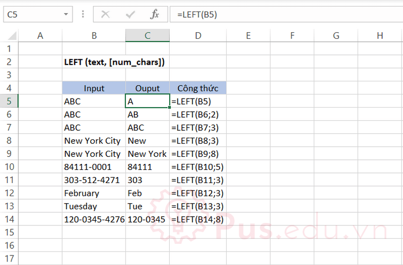 Hàm Left Trong Excel Hướng Dẫn Sử Dụng A Z Kèm Video Và File Thực Hành 5402