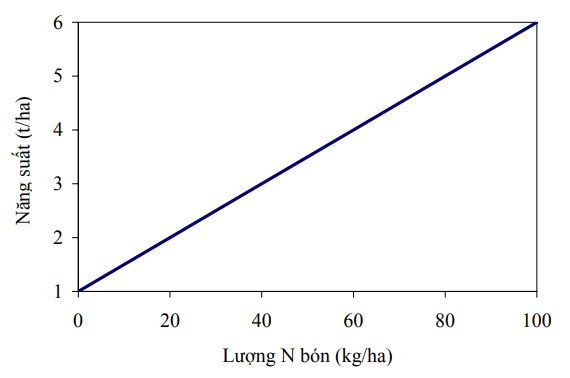 Hình 1. Năng suất đậu theo lượng N bón (không dựa trên kiến thức khoa học hay thực nghiệm)