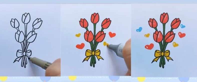 cách vẽ hoa tulip 6