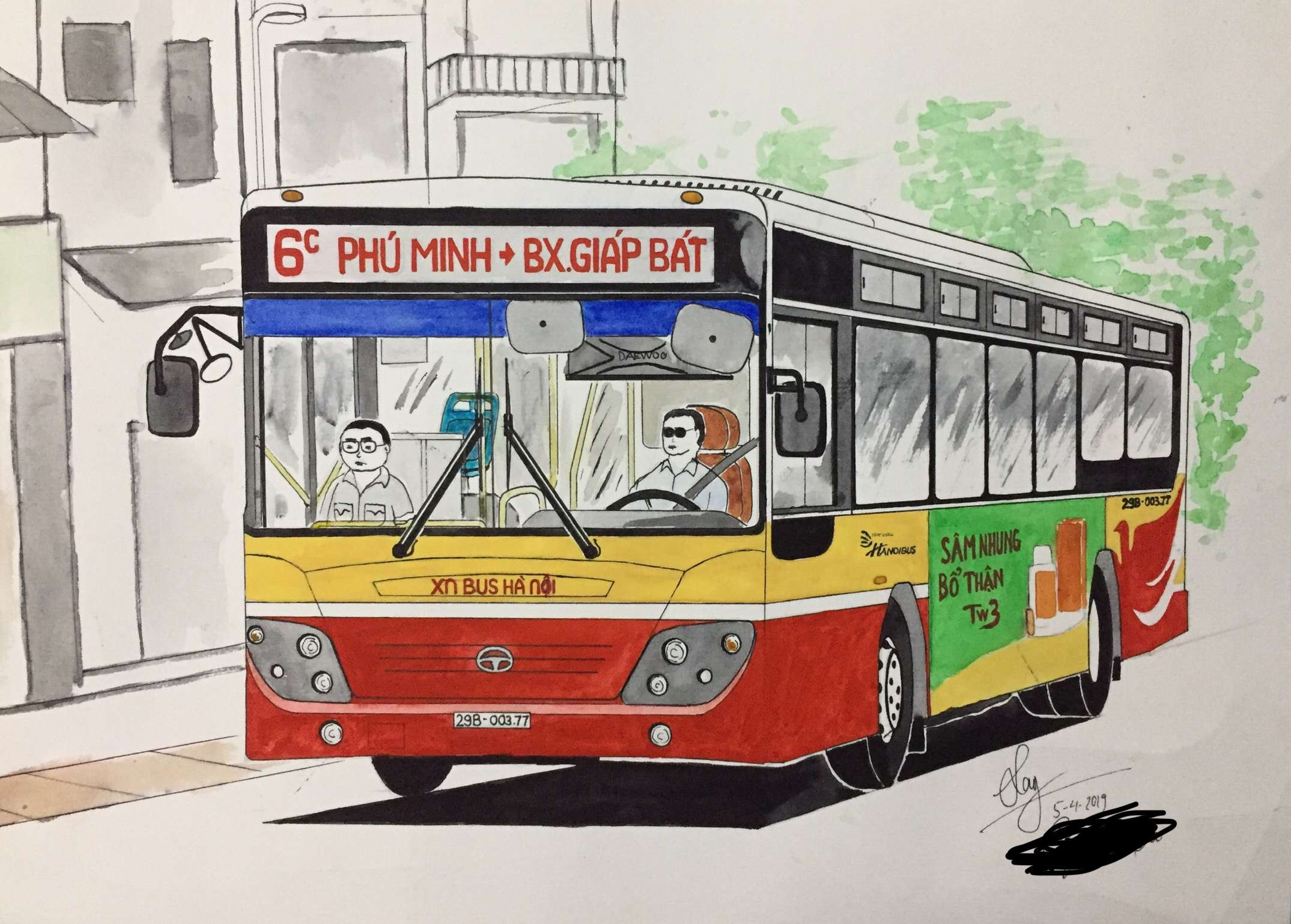 cách vẽ xe buýt 18