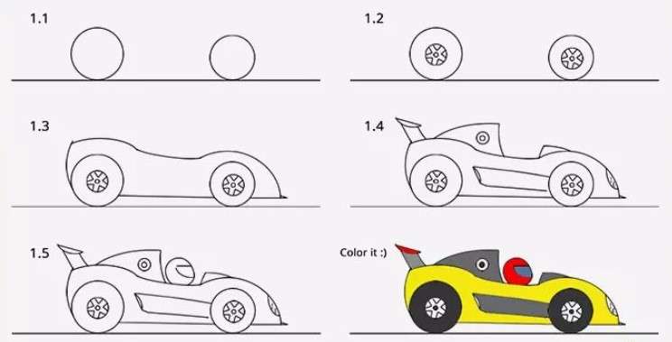 cách vẽ xe đua 3