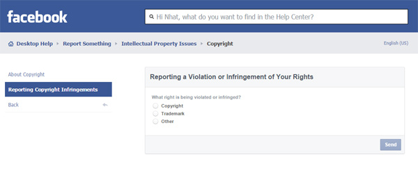 Tut, Tips, Tricks Facebook - Báo cáo vi phạm Thương hiệu, bản quyền
